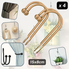 Set of 4 metal hooks for hanging curtains