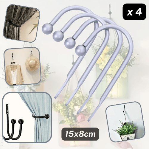 Set of 4 metal hooks for hanging curtains - ACCESSOIRES LEDUC BV
