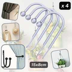 Set of 4 metal hooks for hanging curtains