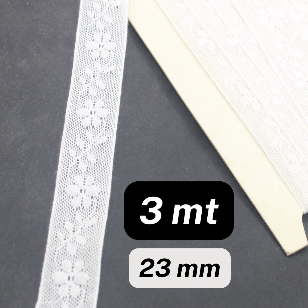 3 meters 23mm White Floral Lace