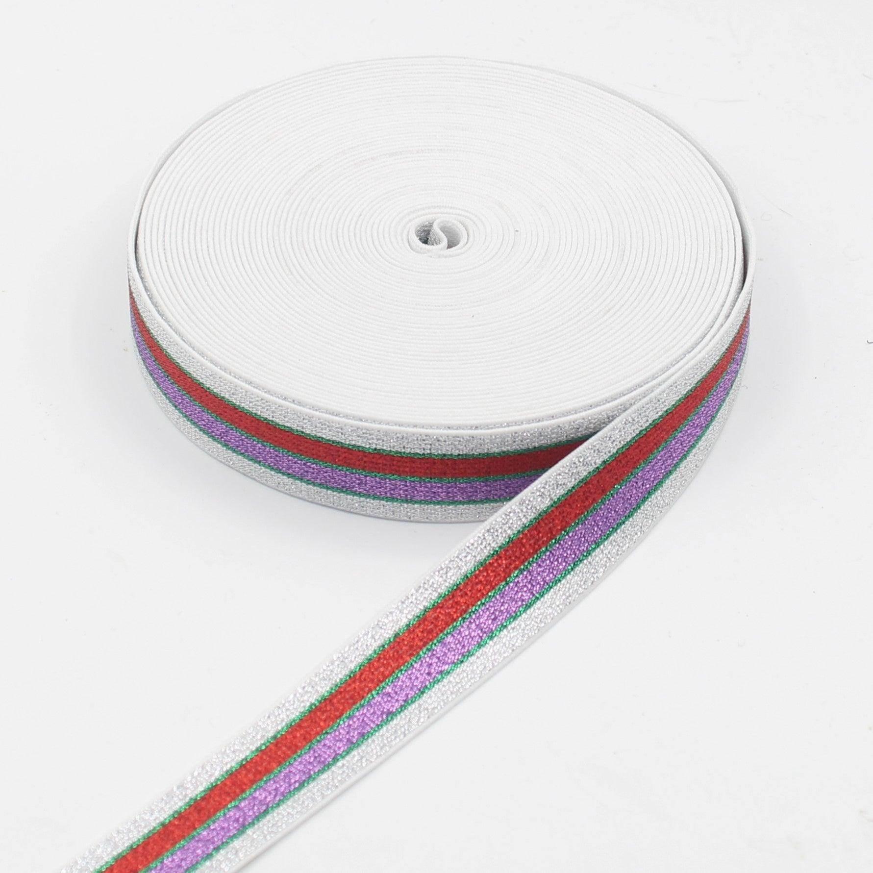 5 meters Elastic with Lurex Stripes 25mm #ELA2826 - ACCESSOIRES LEDUC BV