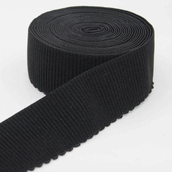 50mm Gros Grain Elastic with Wave Edge #ELA3602 - ACCESSOIRES LEDUC BV