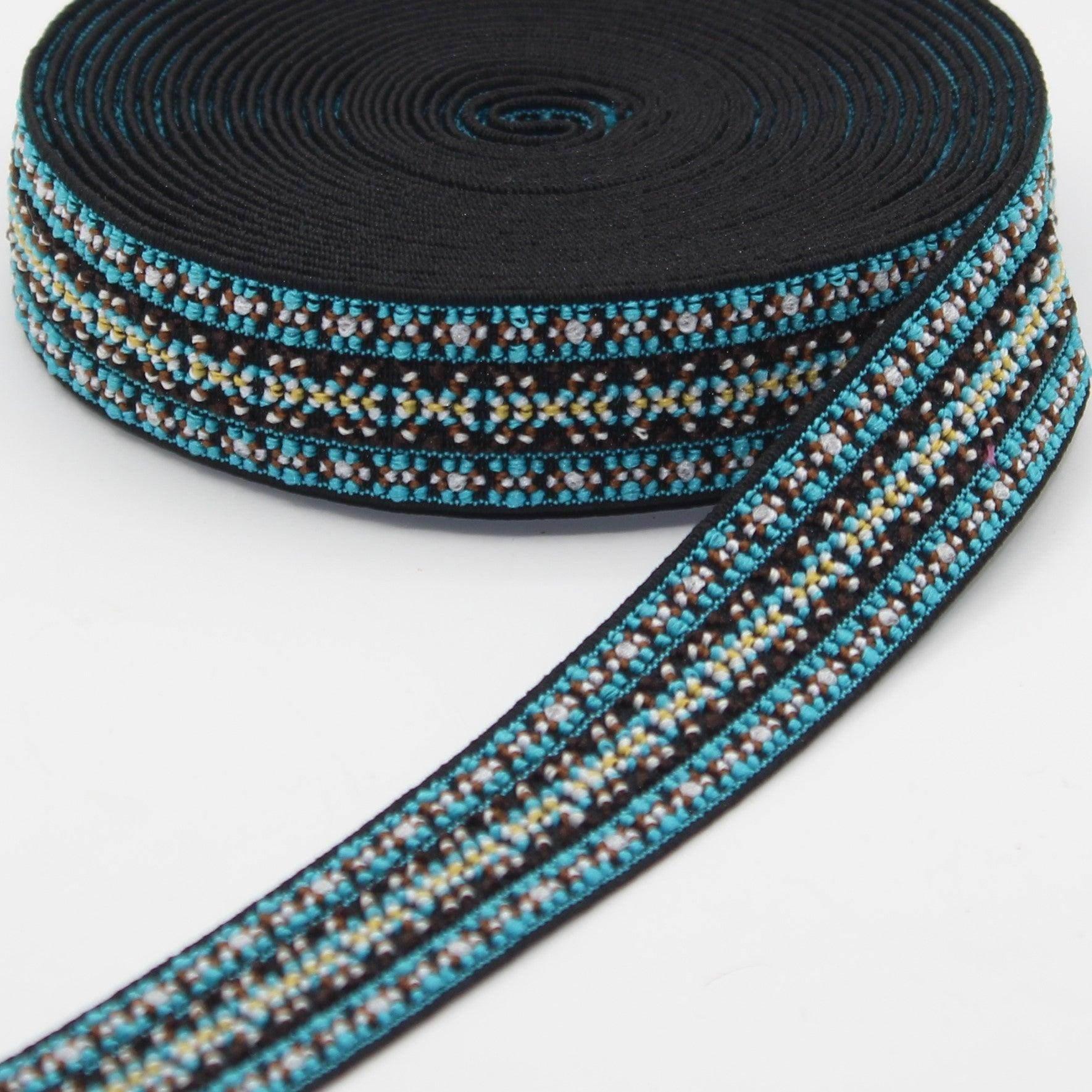 5 meters 25mm Ethnic Elastic #ELA3606 - ACCESSOIRES LEDUC BV