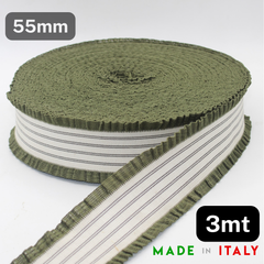 3 meters of 55mm Made in Italy Bicolor Elastic with Fringed Edges and Stripes