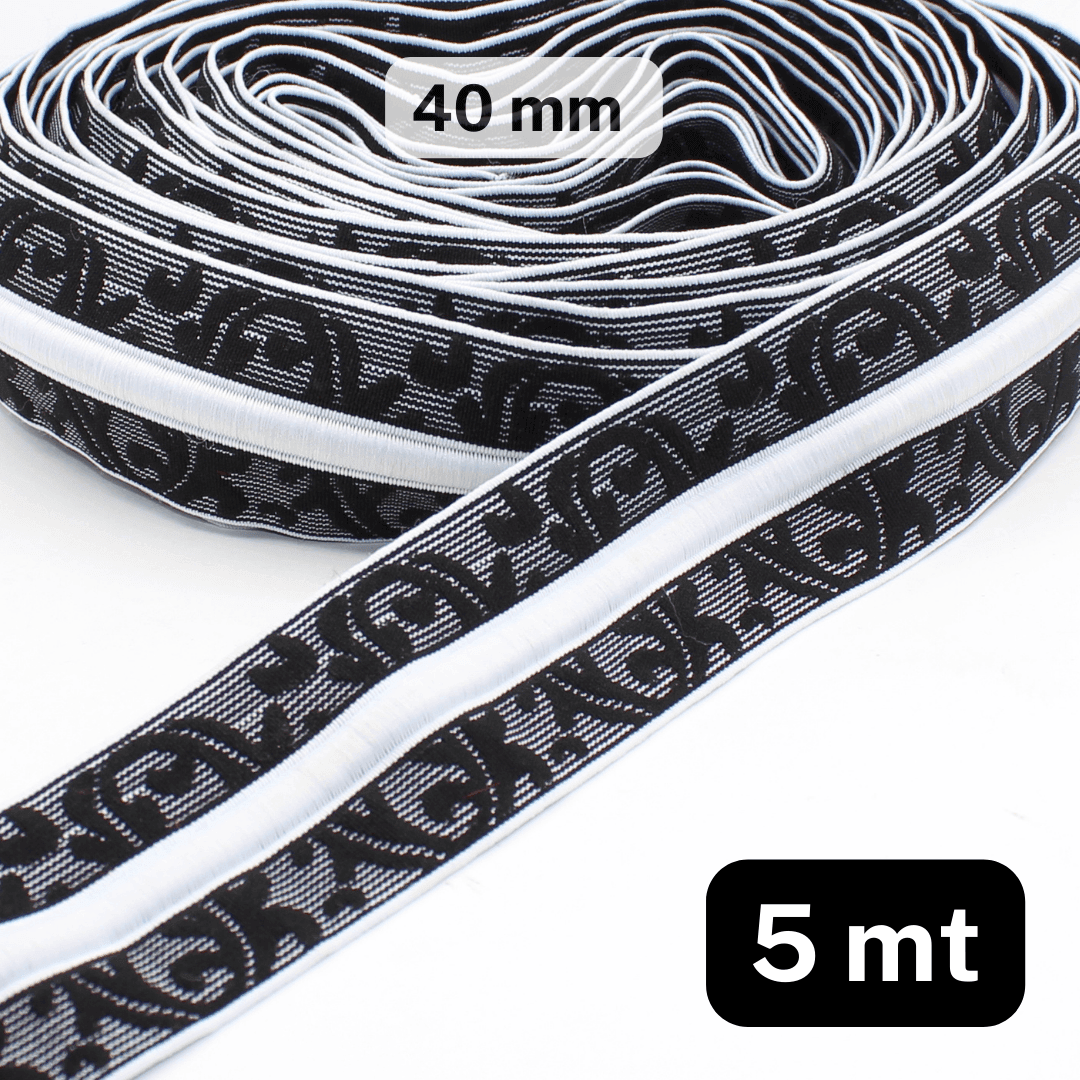 5 meters of Thick ELASTIC, Padded effect-40mm - ACCESSOIRES LEDUC BV