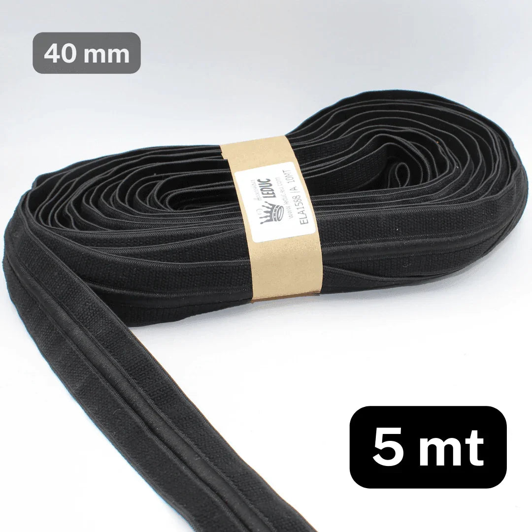 5 meters of Thick ELASTIC, Padded effect-40mm - ACCESSOIRES LEDUC BV