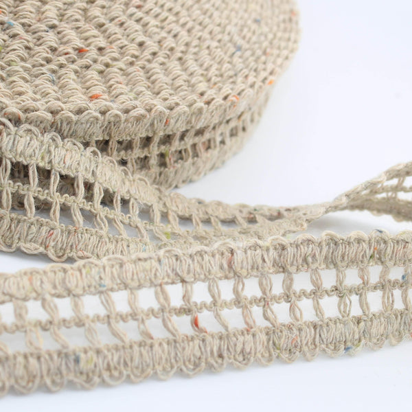 1 meter 38mm Polyester Viscose Elastic - Made in Germany - Linen Aspect - ACCESSOIRES LEDUC BV