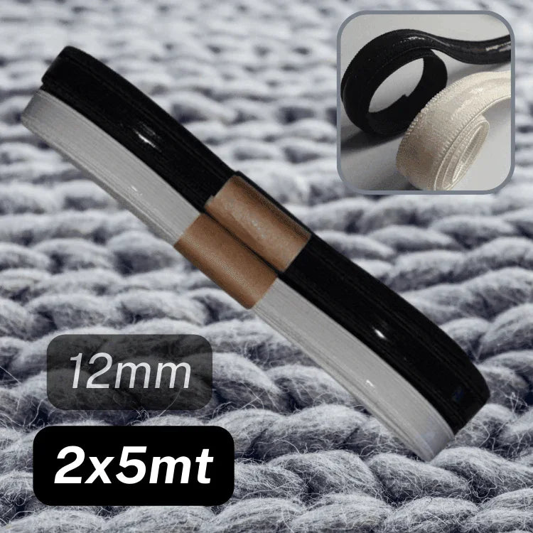 2x 5 meters Silicone Elastic (5 meters black +5 meters white) 12mm - ACCESSOIRES LEDUC BV