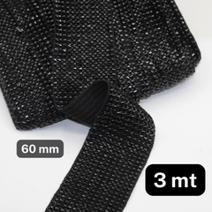 3 meters Blask Soft Elastic with Strass effect 60mm - ACCESSOIRES LEDUC BV