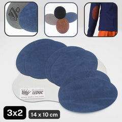 3 Pairs of Suede Elbow Patches - Iron on, perforated - 14x10cm - Available in Black, Grey, Brown or Blue