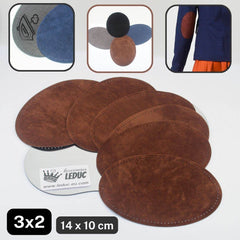 3 Pairs of Suede Elbow Patches - Iron on, perforated - 14x10cm - Available in Black, Grey, Brown or Blue