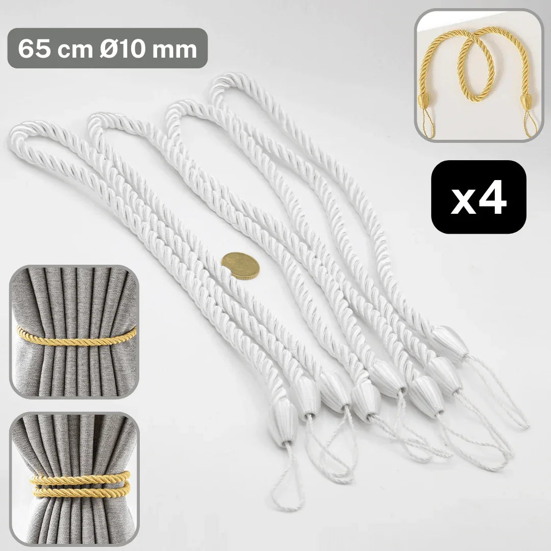 2 pairs (4 pieces - suitable for 2 windows) classic Tie-Backs for Curtains #EMB01 - ACCESSOIRES LEDUC BV