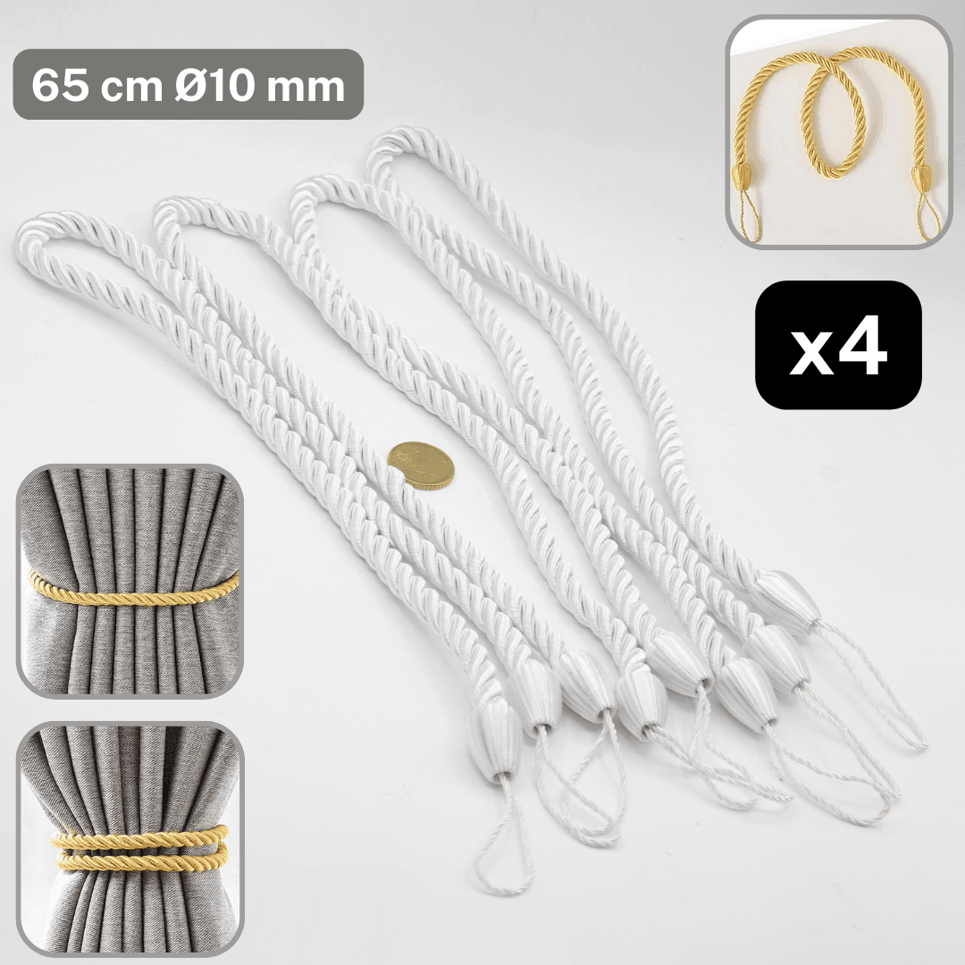 2 pairs (4 pieces - suitable for 2 windows) classic Tie-Backs for Curtains - ACCESSOIRES LEDUC BV