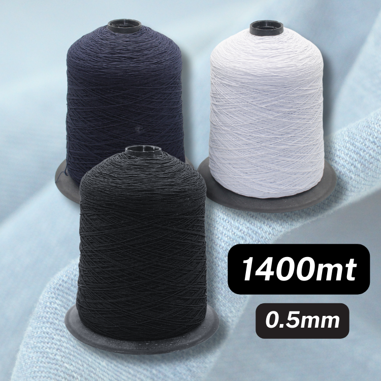 1400 meters of smock elastic yarn 0.5mm available in Navy, Black or White - Shirring Elastic Yarn