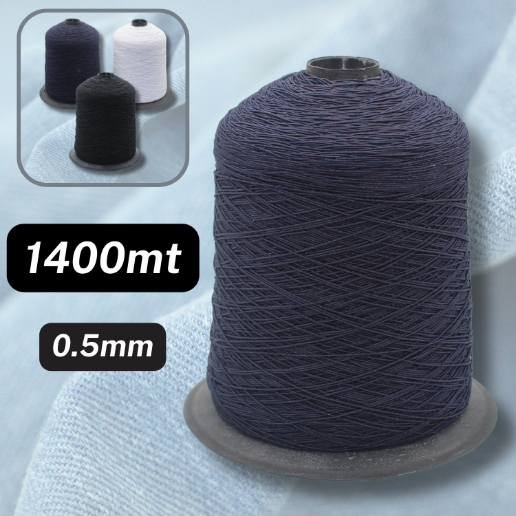1400 meter kiel-elastisch garen 0.5 mm verkrijgbaar in marineblauw, zwart of wit - Shirring Elastic Yarn