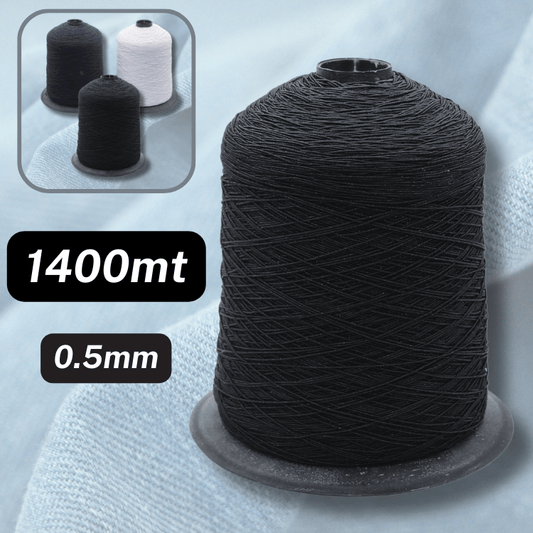 1400 meters of smock elastic yarn 0.5mm available in Navy, Black or White - Shirring Elastic Yarn - ACCESSOIRES LEDUC BV