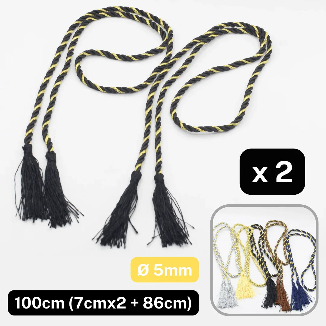 2x 100cm Cords with Tassels - ACCESSOIRES LEDUC BV