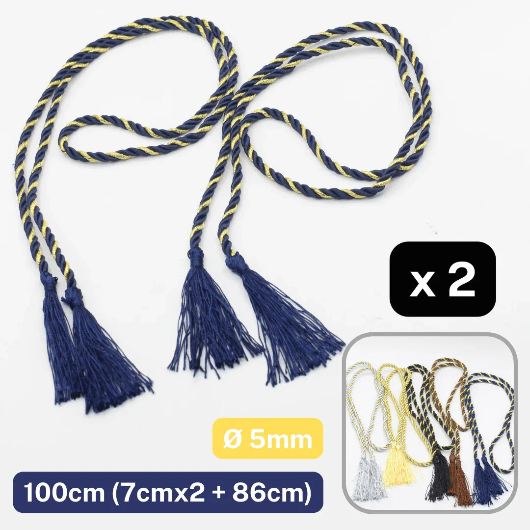 2x 100cm Cords with Tassels - ACCESSOIRES LEDUC BV