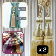 1 pair (2 pieces - suitable for 1 or 2 window(s)) Elegant Classic Giant 30cm Tassel Tie-Back