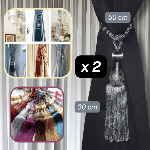 1 pair (2 pieces - suitable for 1 or 2 window(s)) Elegant Classic Giant 30cm Tassel Tie-Back - ACCESSOIRES LEDUC BV