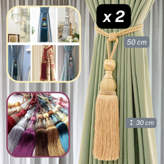 1 pair (2 pieces - suitable for 1 or 2 window(s)) Elegant Classic Giant 30cm Tassel Tie-Back