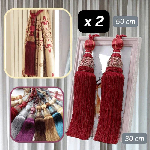 1 pair (2 pieces - suitable for 1 or 2 window(s)) Elegant Classic Giant 30cm Tassel Tie-Back #EMB08 - ACCESSOIRES LEDUC BV