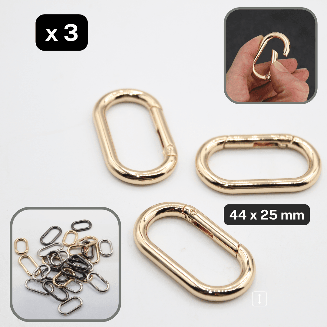 Set of 3 Clipsable Oval Buckles size 25, 32 or 38mm available in Lightgold, Silver or Gunmetal colours #BMEx020 - ACCESSOIRES LEDUC BV