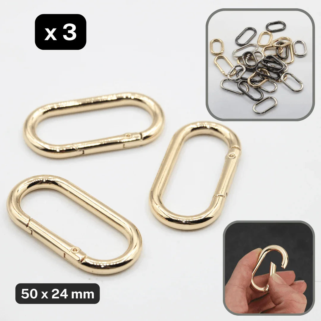 Set of 3 Clipsable Oval Buckles size 25, 32 or 38mm available in Lightgold, Silver or Gunmetal colours #BMEx020 - ACCESSOIRES LEDUC BV