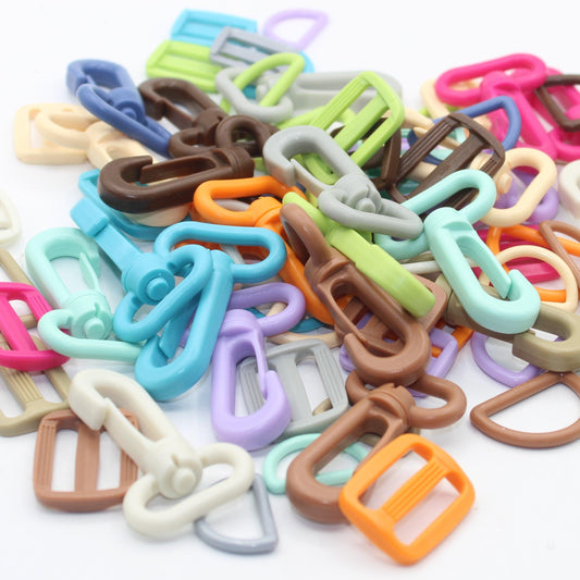 Set of 3 Colourful Nylon Buckles (1 fast clip + 1 sliding buckle + 1 D Ring) - 20mm/25mm