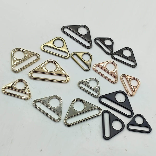 Set of 3 Triangle Buckles with Hole #BMEx060 available in 32mm, 38mm or 50mm in Silver, Pink Gold, Gold, Oldbrass, Gunmetal or Black - ACCESSOIRES LEDUC BV