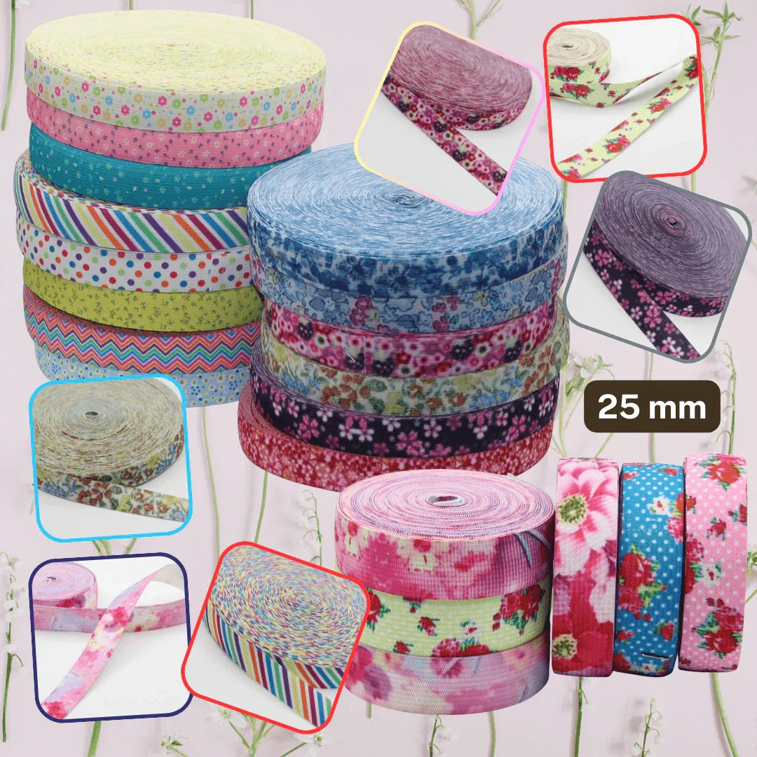 20 meters Printed Elastic 15 25 or 40mm #ELA3520 - ACCESSOIRES LEDUC BV