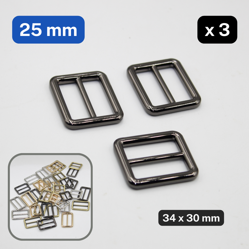3 Schiebe-Metallschnallen 25/32/38 mm in Altmessing/Silber/Gold/Gunmetal #BMEx010