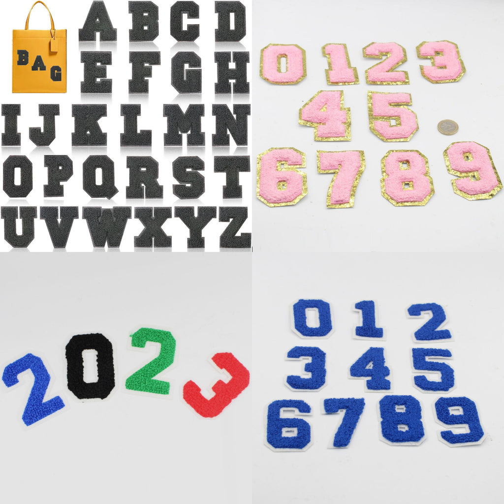 Set of Letters/Numbers Patches to customize your Clothes, Jacket,  Bags,etc., Iron-on #HAB1x009 26  lettresalphabetbaseballchemisechiffresdécoratifdécorationgoldengoudgoudenhothotfixhotflixletterlettre  de base-ballnewnombrenombre chiffres 0