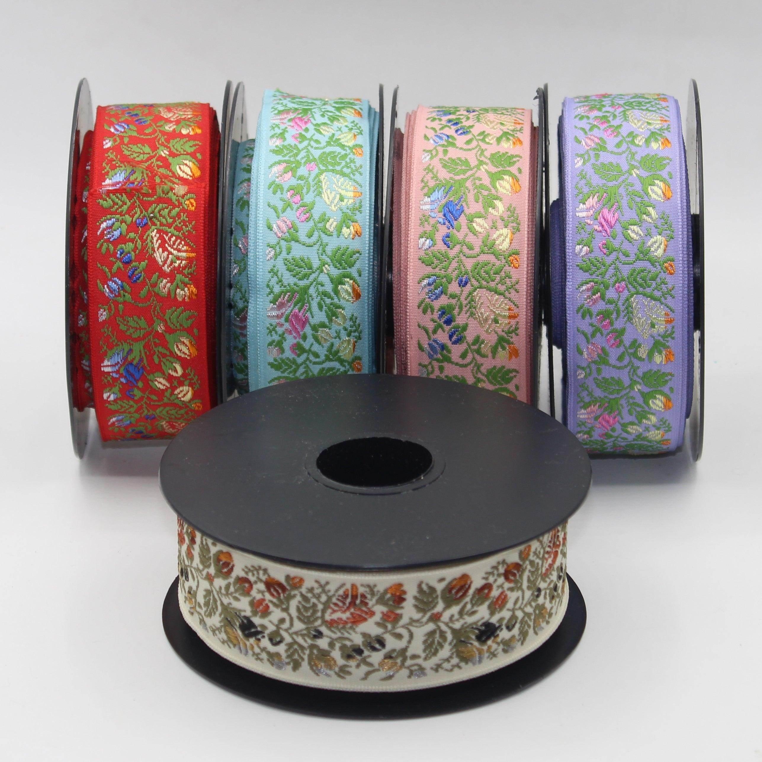 10 meters 32mm Floral Jacquard Braid #JAC4691 - ACCESSOIRES LEDUC BV