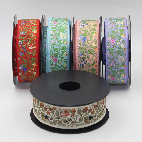 10 meters 32mm Floral Jacquard Braid #JAC4691 - ACCESSOIRES LEDUC BV