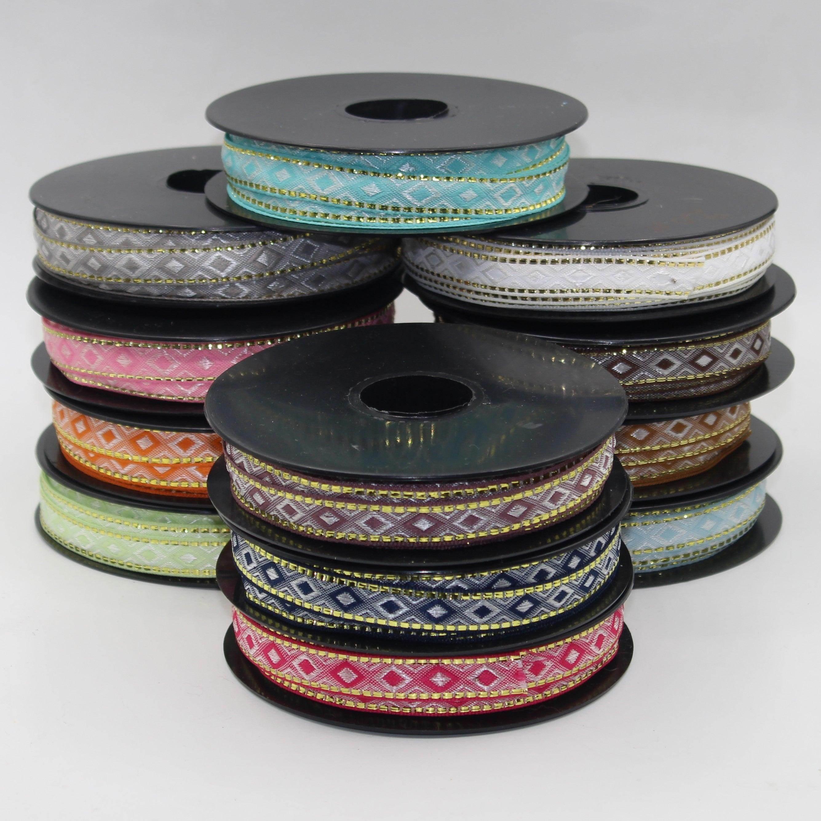 10 meters 12mm Floral Jacquard Braid with Lurex Edges #JAC4693 - ACCESSOIRES LEDUC BV