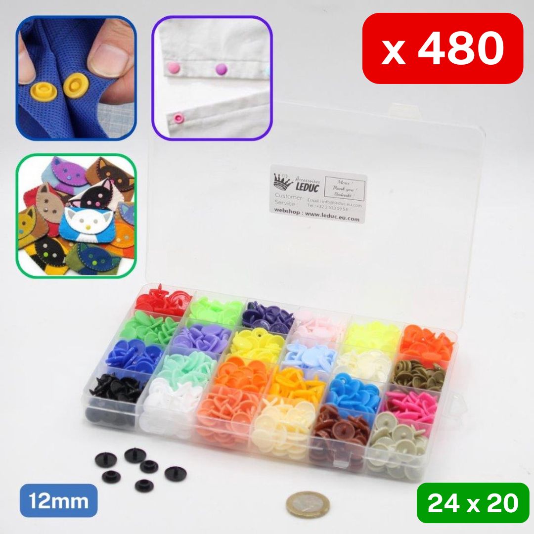 KAM snaps Box - 480 snaps - 20 colours