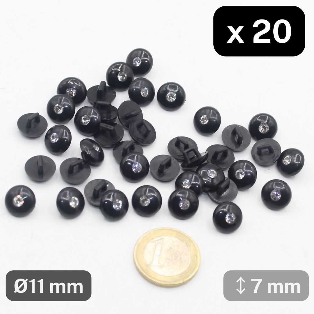 20 Pieces Black Nylon Buttons with Insert Size 11mm #KCQ501718