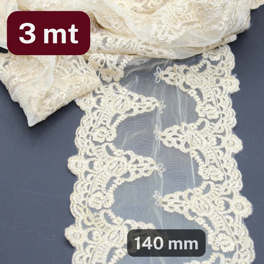 3 meters Golden Beige Deluxe Lace, 140mm wide