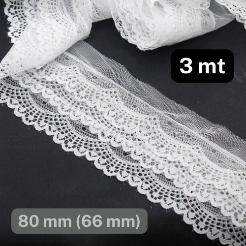 3 meters 80mm (design part is 66mm) White Lace