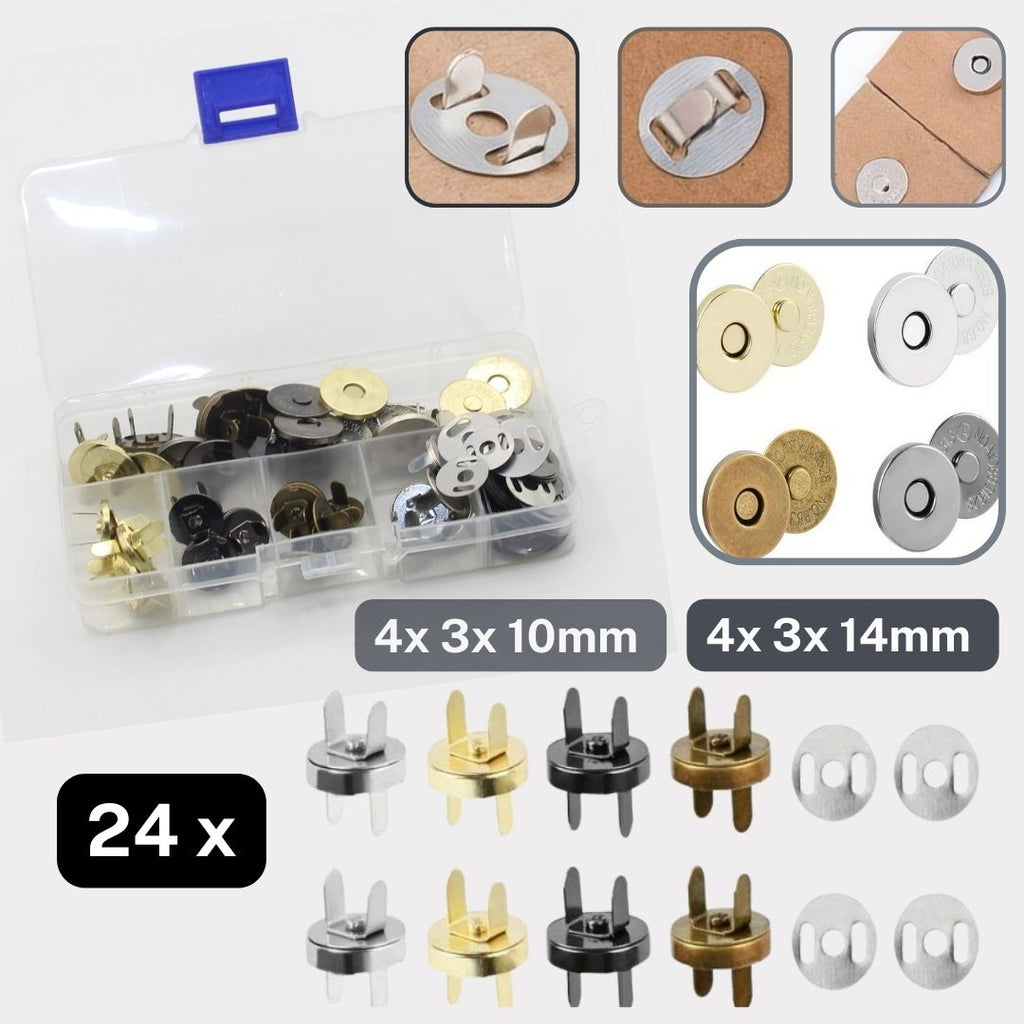 24 set di bottoni automatici magnetici - 10 e 14 mm #HAB1x024