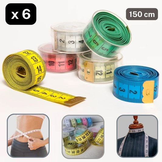 6 Colourful Measuring Tapes (1.5 meters) #HAB1x017 - ACCESSOIRES LEDUC BV