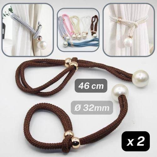 Pair of Tie Backs Finished with a Giant Pearl of 32mm Diameter. Adjustable to maintain the curtains a maximum diameter of 46cm #EMB05 - ACCESSOIRES LEDUC BV