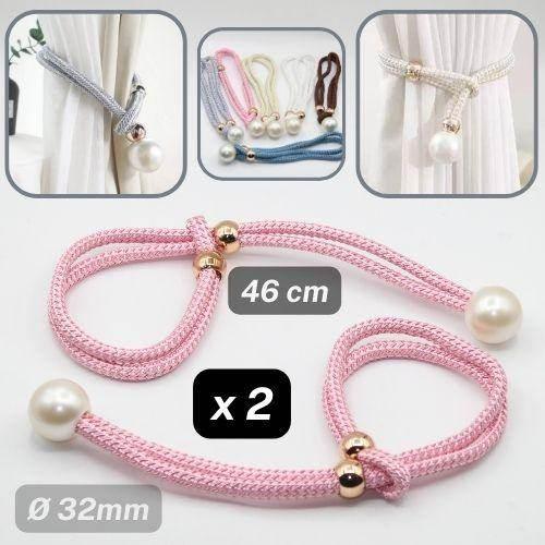 Pair of Tie Backs Finished with a Giant Pearl of 32mm Diameter. Adjustable to maintain the curtains a maximum diameter of 46cm #EMB05 - ACCESSOIRES LEDUC BV