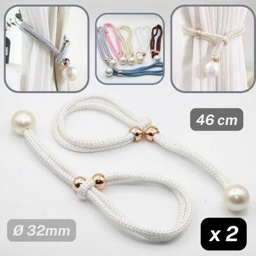 Pair of Tie Backs Finished with a Giant Pearl of 32mm Diameter. Adjustable to maintain the curtains a maximum diameter of 46cm #EMB05 - ACCESSOIRES LEDUC BV