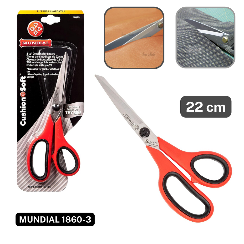 Mundial Sewing Shears 22cm with Soft Grip Plastic Handle 1860 - 3