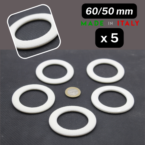 5 cirkelringen nylon gespen 60/50 mm in wit