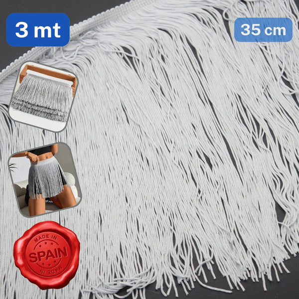 3 meters Light Grey Viscose Fringe 35cm #PAS1663/037 - ACCESSOIRES LEDUC BV