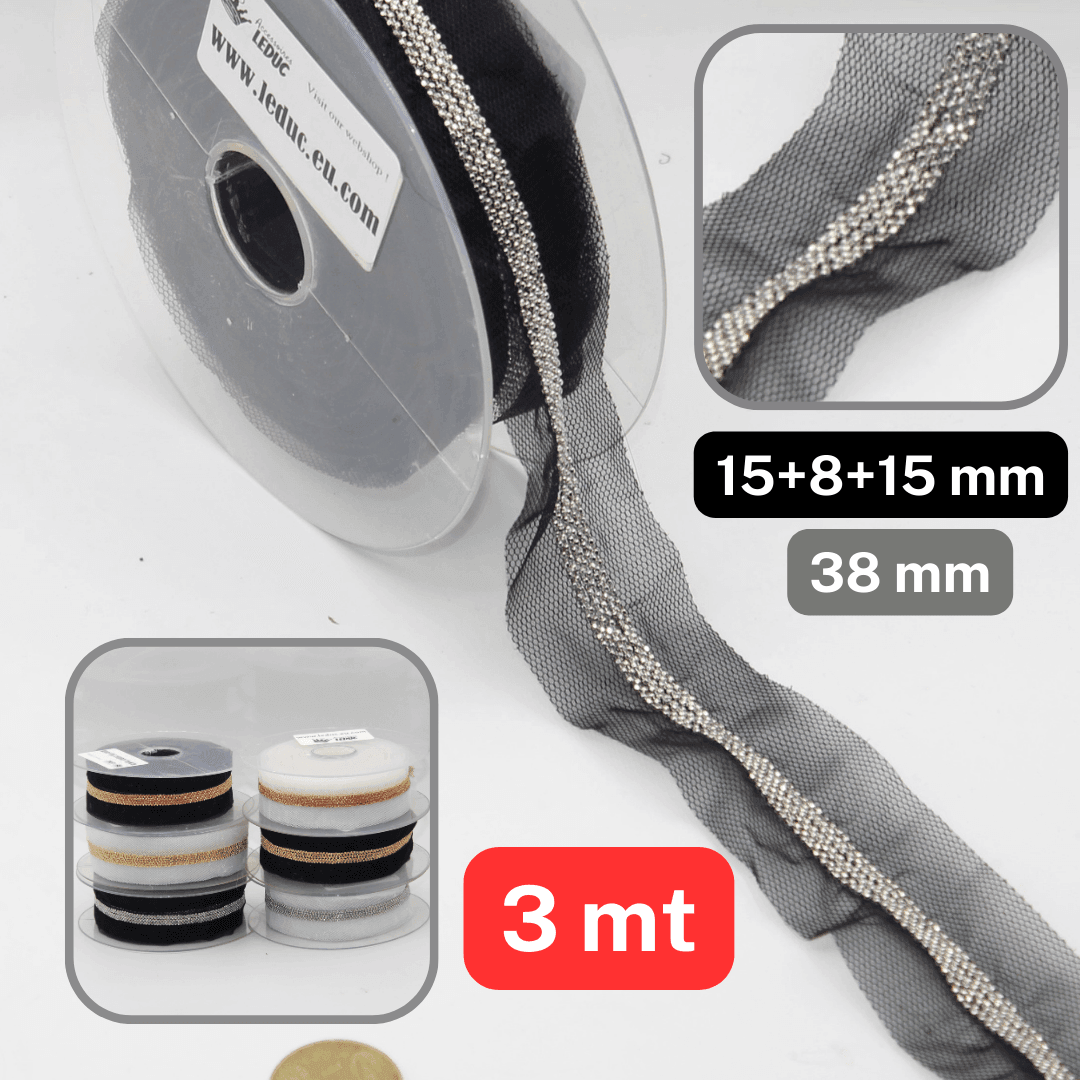 3 meters Trimming 40MM Mesh + Chains Trim #PAS941 - ACCESSOIRES LEDUC BV