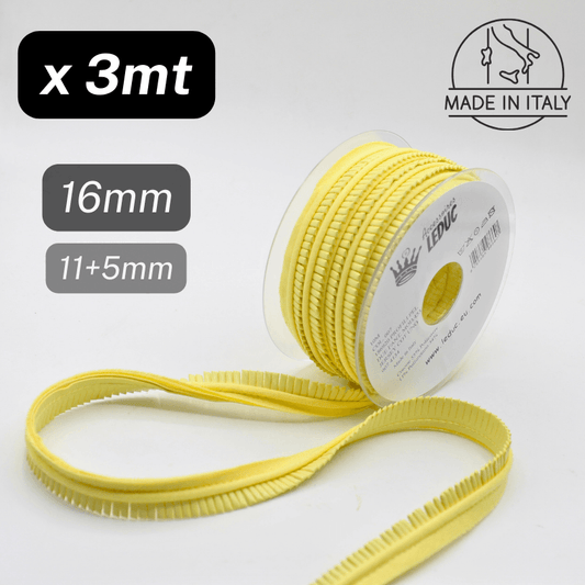 3 meters Yellow Piping, with Simili Leather Fringe Edge , 16mm - Made in Italy - ACCESSOIRES LEDUC BV